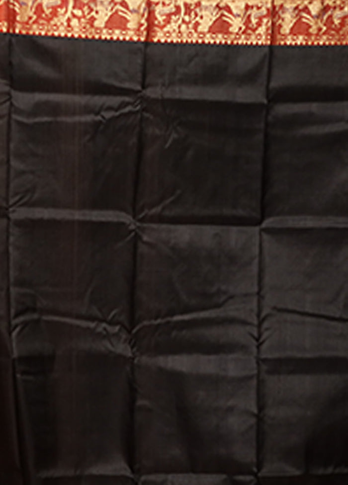 Black Handloom Baluchari Pure Silk Saree With Blouse Piece