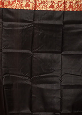 Black Handloom Baluchari Pure Silk Saree With Blouse Piece