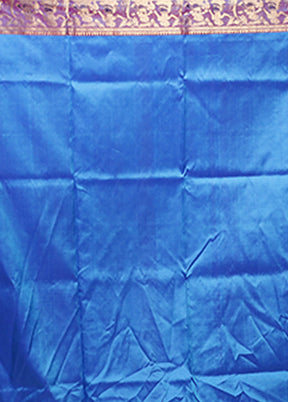 Blue Handloom Baluchari Pure Silk Saree With Blouse Piece