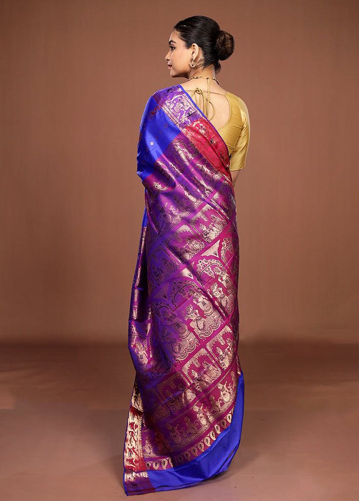 Blue Handloom Swarnachuri Pure Silk Saree With Blouse Piece