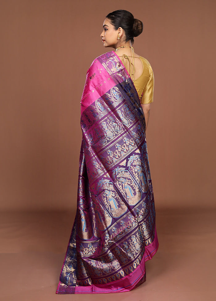 Pink Handloom Swarnachuri Pure Silk Saree With Blouse Piece