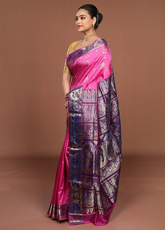 Pink Handloom Swarnachuri Pure Silk Saree With Blouse Piece
