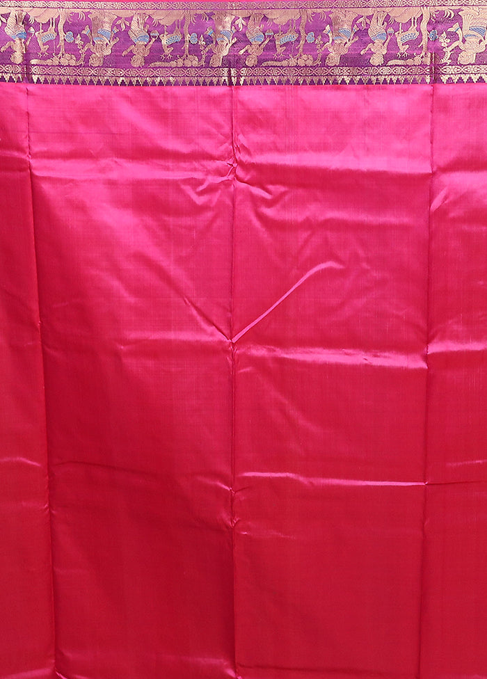 Pink Handloom Swarnachuri Pure Silk Saree With Blouse Piece