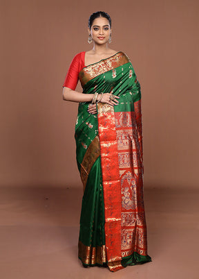 Green Handloom Swarnachuri Pure Silk Saree With Blouse Piece