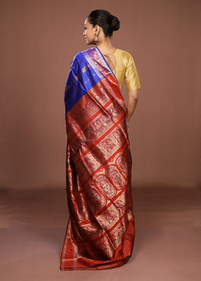Blue Handloom Swarnachuri Pure Silk Saree With Blouse Piece