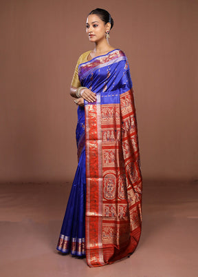 Blue Handloom Swarnachuri Pure Silk Saree With Blouse Piece