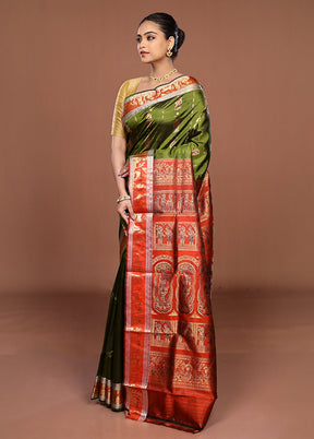 Orange Handloom Swarnachuri Pure Silk Saree With Blouse Piece