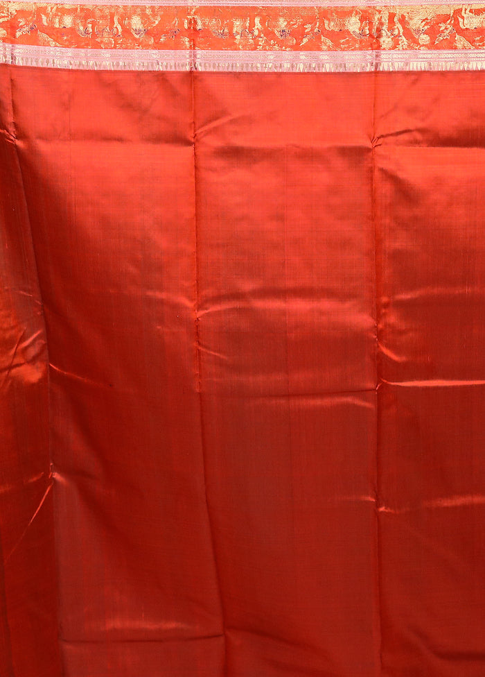 Orange Handloom Swarnachuri Pure Silk Saree With Blouse Piece