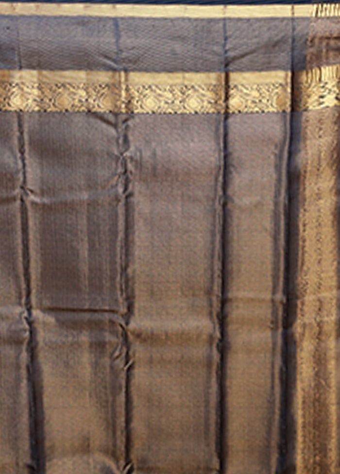 Black Handloom Kanjivaram Pure Silk Saree With Blouse Piece