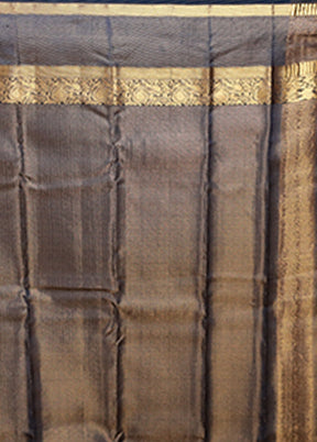 Black Handloom Kanjivaram Pure Silk Saree With Blouse Piece