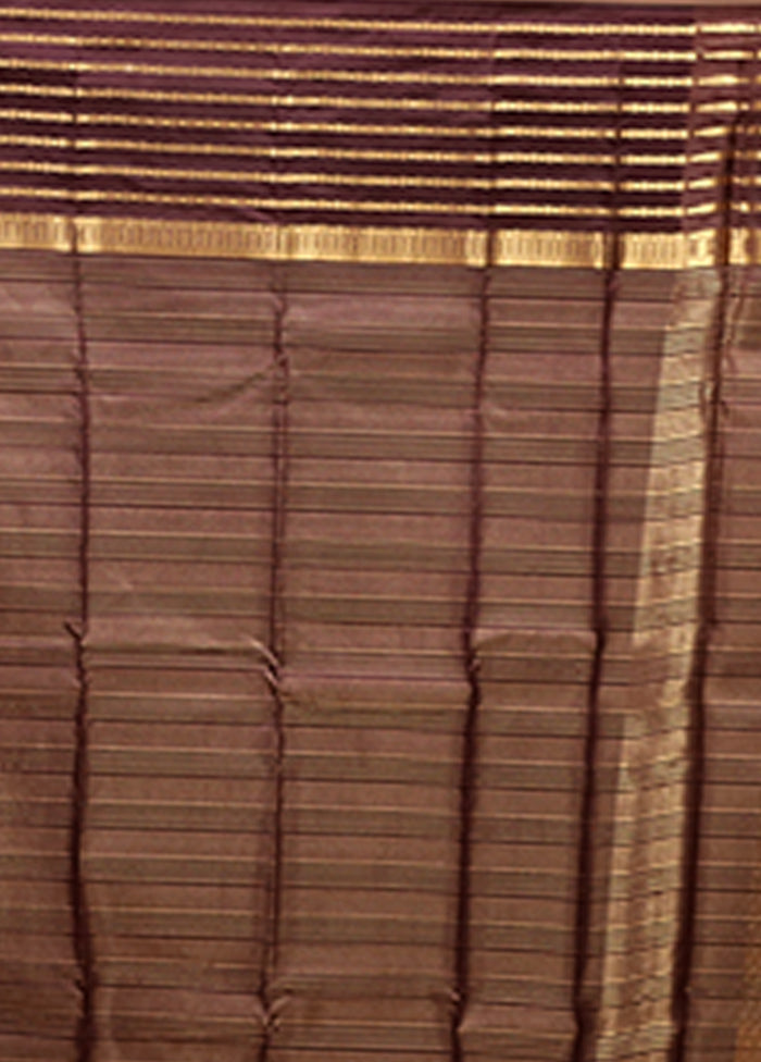 Maroon Handloom Kanjivaram Pure Silk Saree With Blouse Piece