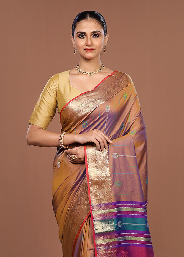 Purple Dupion Silk Saree With Blouse Piece