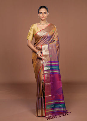 Purple Dupion Silk Saree With Blouse Piece