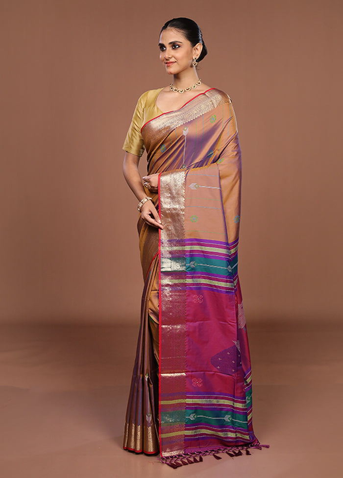 Purple Dupion Silk Saree With Blouse Piece