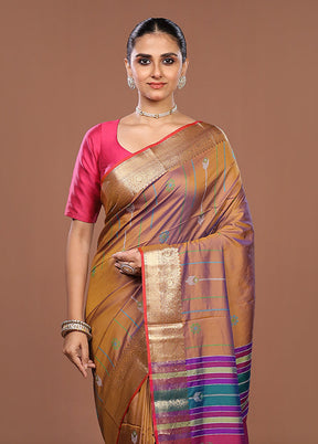 Purple Dupion Silk Saree With Blouse Piece