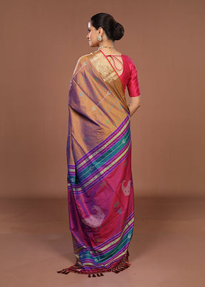 Purple Dupion Silk Saree With Blouse Piece