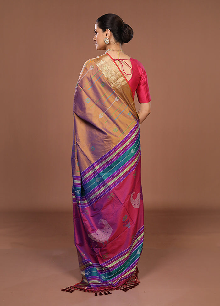 Purple Dupion Silk Saree With Blouse Piece