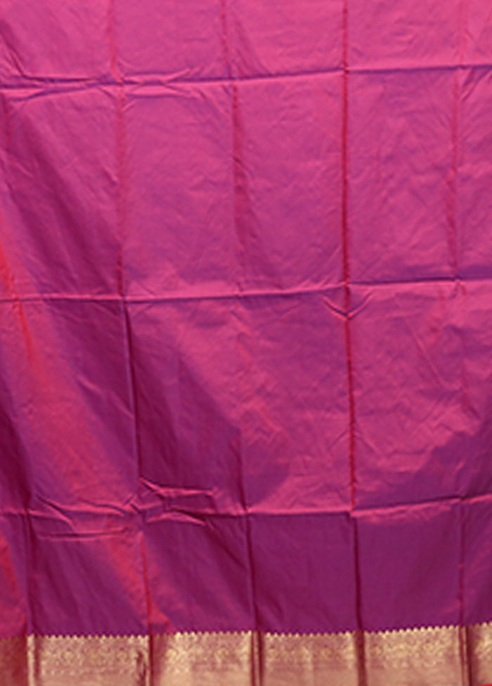 Purple Dupion Silk Saree With Blouse Piece