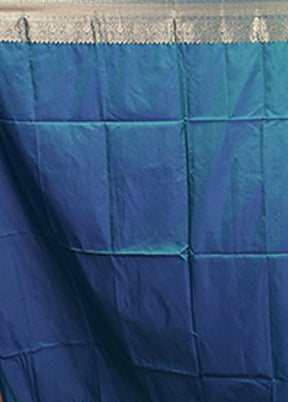 Blue Dupion Silk Saree With Blouse Piece