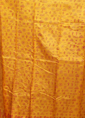 Cream Printed Pure Silk Saree Without Blouse Piece