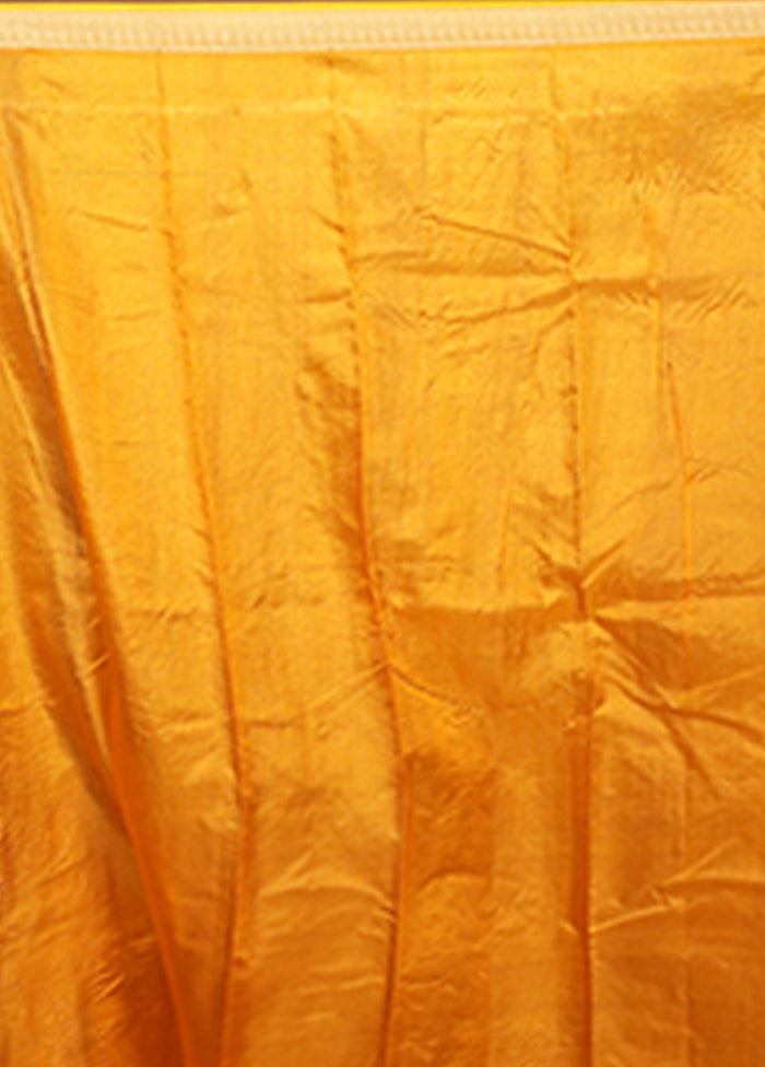 Cream Printed Pure Silk Saree Without Blouse Piece