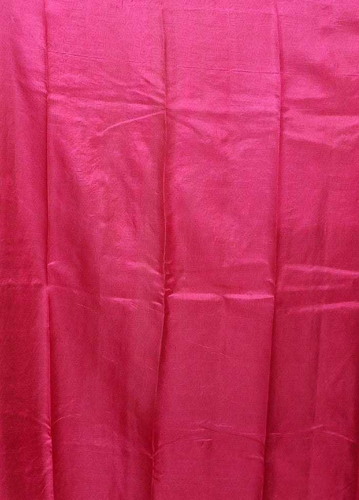 Blue Printed Pure Silk Saree Without Blouse Piece