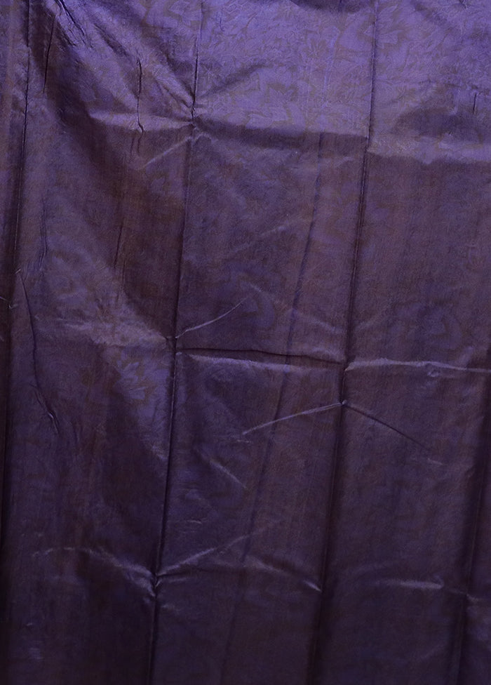 Blue Printed Pure Silk Saree Without Blouse Piece