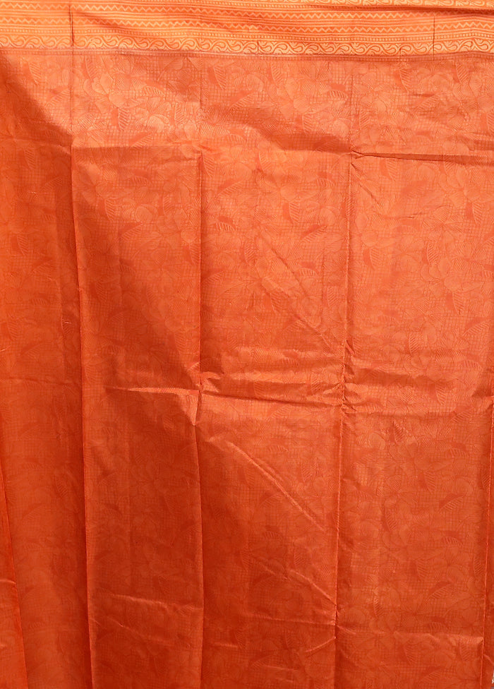 White Printed Pure Silk Saree Without Blouse Piece