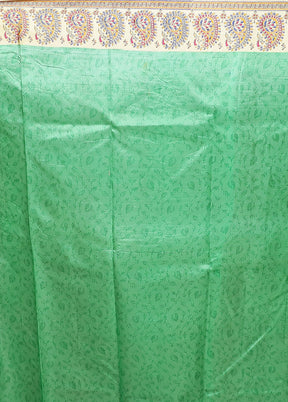 Green Printed Pure Silk Saree Without Blouse Piece