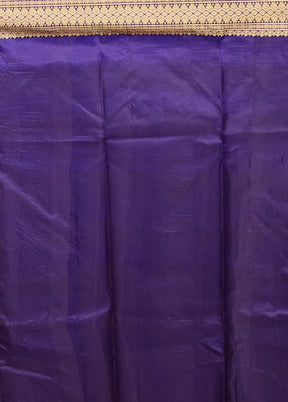 Blue Printed Pure Silk Saree Without Blouse Piece