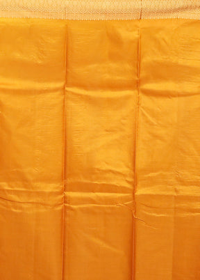 Yellow Printed Pure Silk Saree Without Blouse Piece