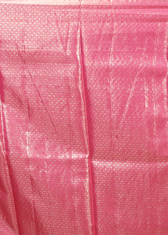 Gold Handloom Kanjivaram Pure Silk Saree With Blouse Piece