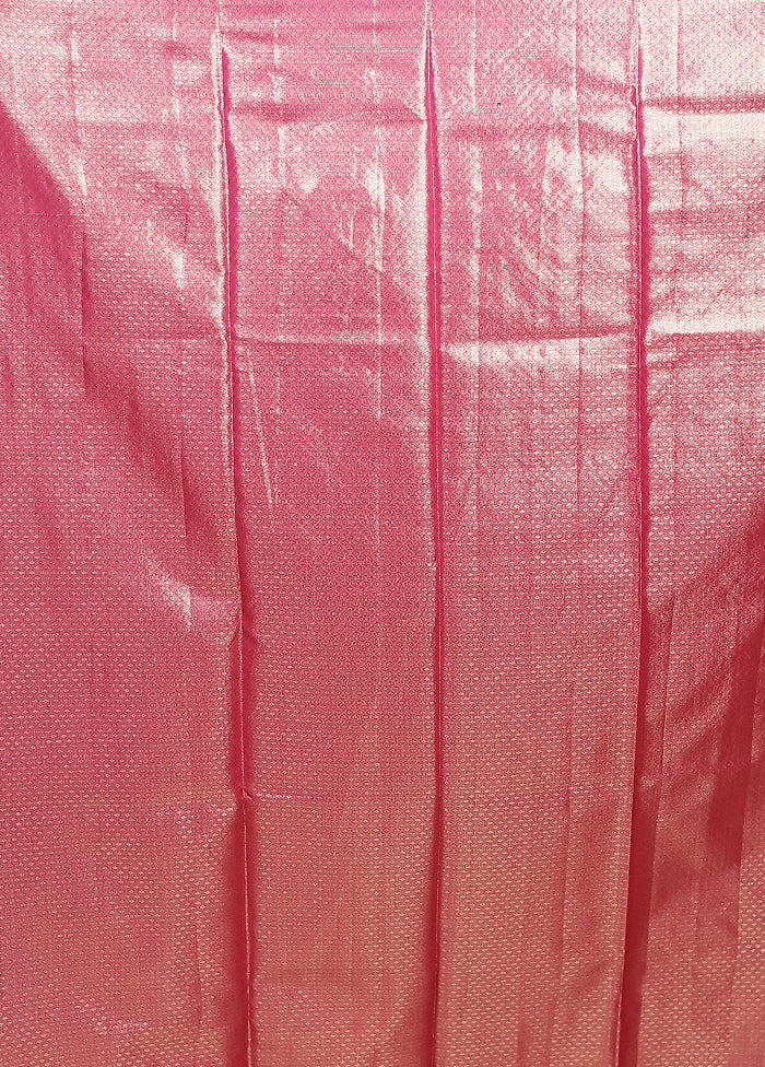 Gold Handloom Kanjivaram Pure Silk Saree With Blouse Piece