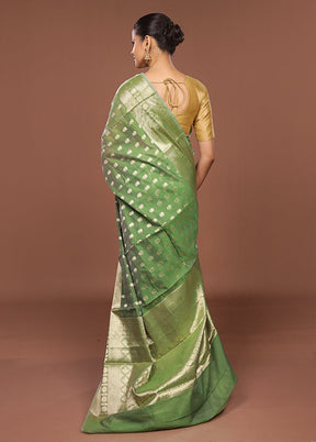 Green Kora Silk Saree With Blouse Piece