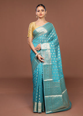 Green Kora Silk Saree With Blouse Piece