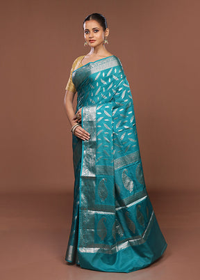 Green Dupion Silk Saree With Blouse Piece