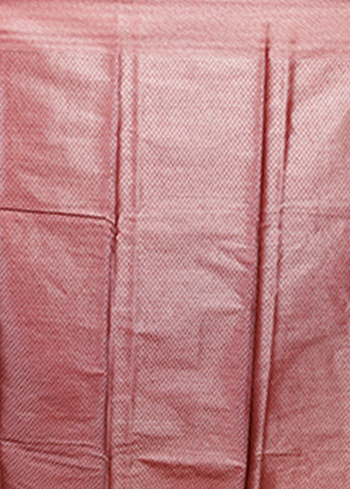 Maroon Kora Silk Saree With Blouse Piece