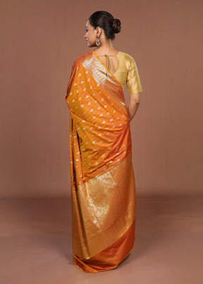 Orange Uppada Silk Saree With Blouse Piece