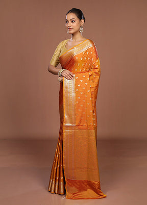 Orange Uppada Silk Saree With Blouse Piece