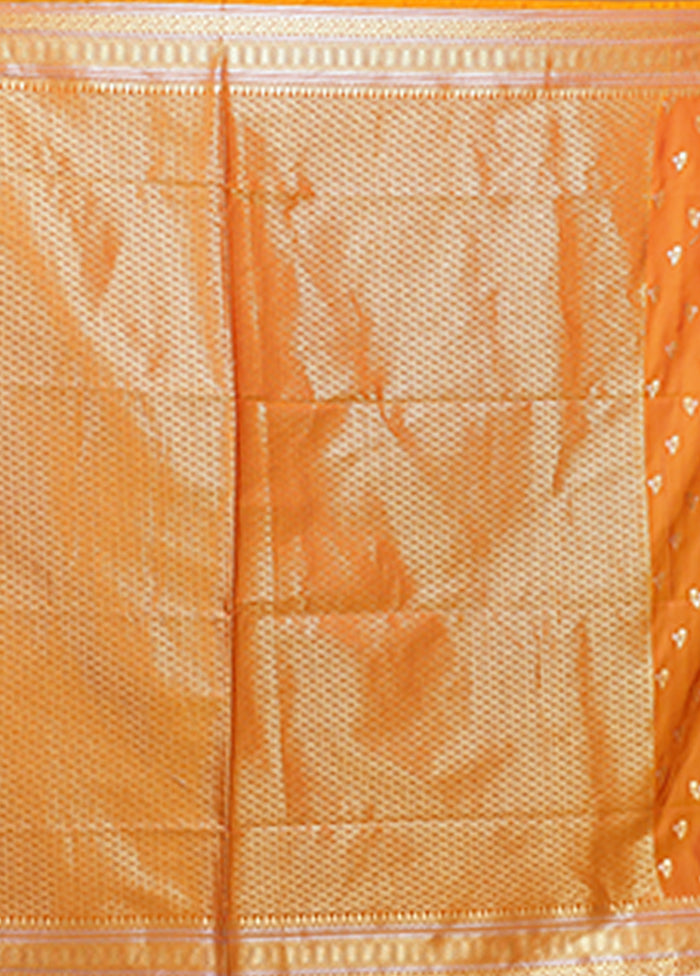 Orange Uppada Silk Saree With Blouse Piece