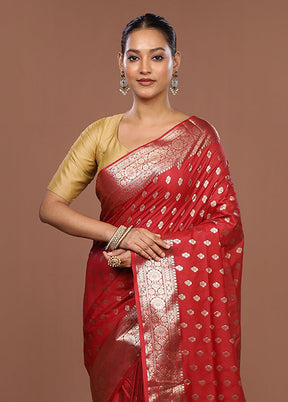 Red Uppada Silk Saree With Blouse Piece