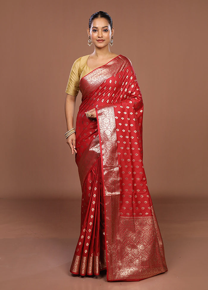 Red Uppada Silk Saree With Blouse Piece