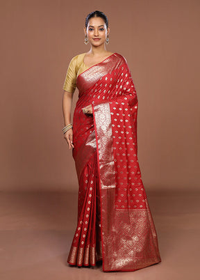 Red Uppada Silk Saree With Blouse Piece