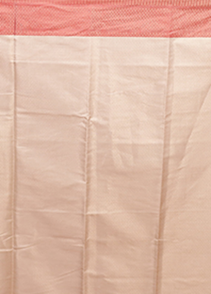 Cream Kora Silk Saree With Blouse Piece