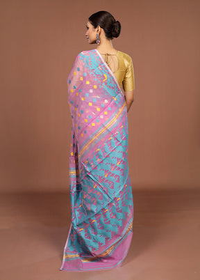 Pink Jamdani Cotton Saree Without Blouse Piece
