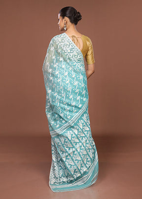 Green Jamdani Cotton Saree Without Blouse Piece