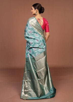 Green Kanjivaram Silk Saree With Blouse Piece