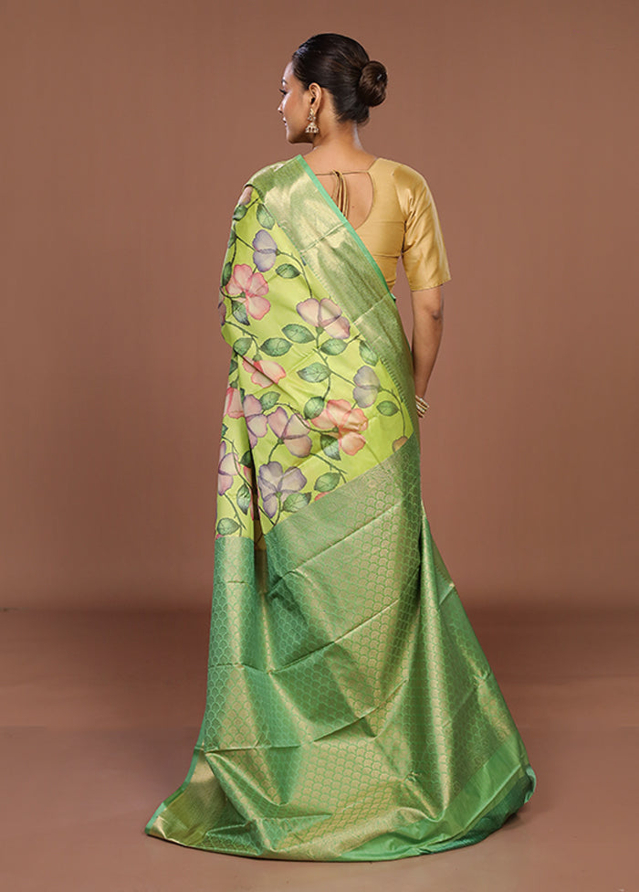 Green Kanjivaram Silk Saree With Blouse Piece
