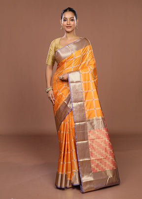 Yellow Kanjivaram Silk Saree With Blouse Piece