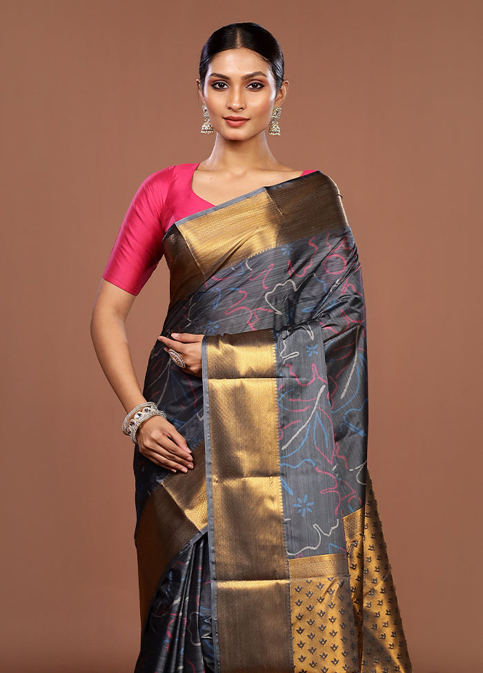 Black Kanjivaram Silk Saree With Blouse Piece